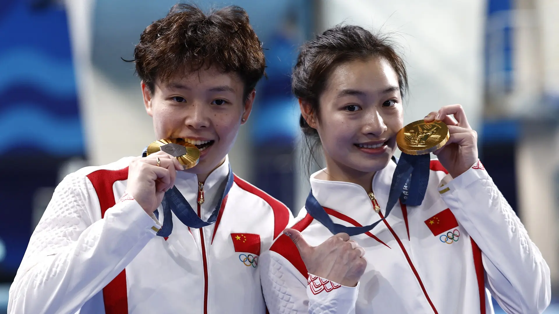 oi 2024, Jani Čang i Jiven Čen, prve zlatne medalje na OI u Parizu, skokovi u vodu - 27 jul 2024 - foto Reuters-66a4fcbc3e6b1.webp