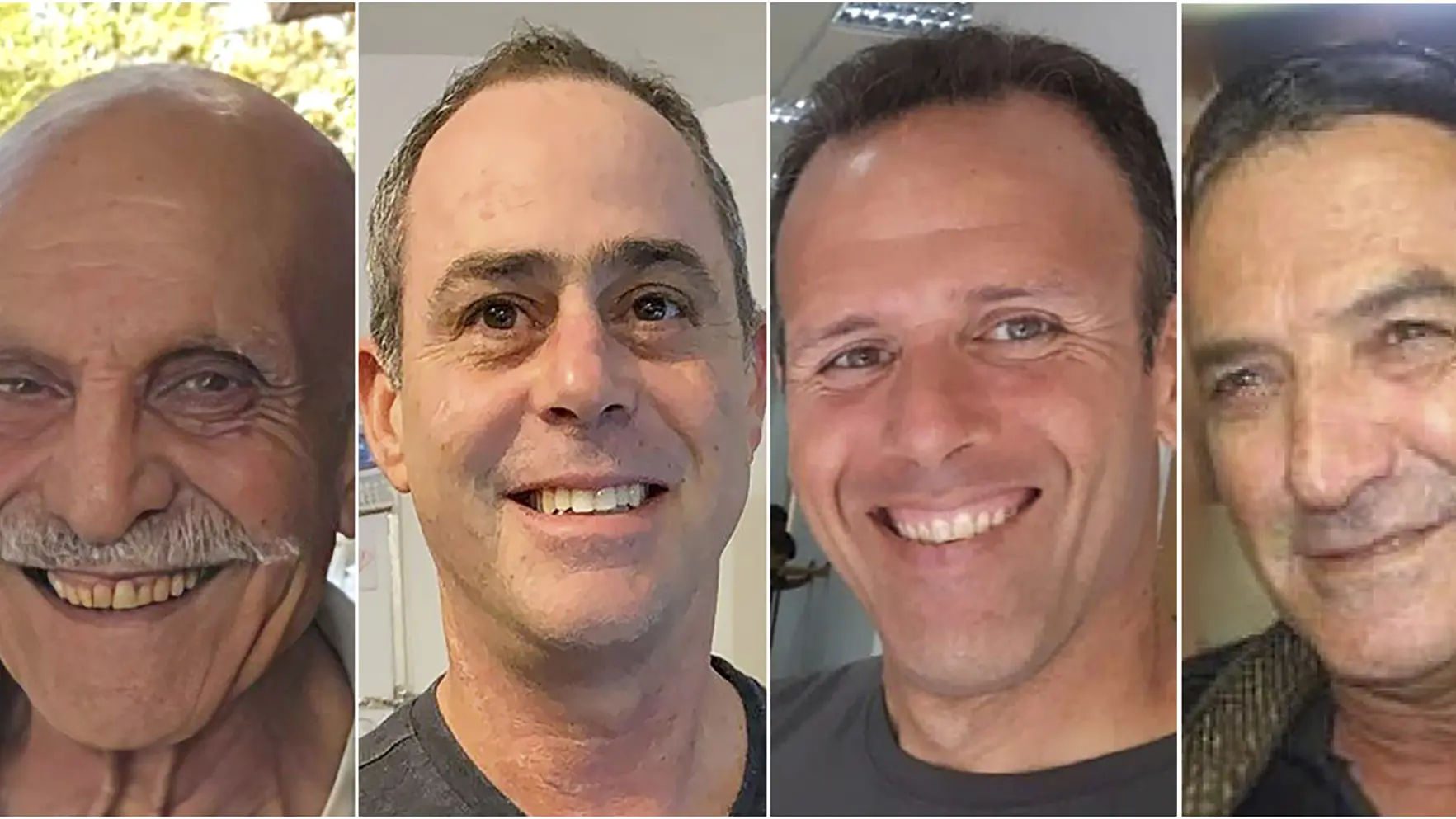 Shlomo Mantzur, Tsachi Idan, Ohad Yahalomi and Itzik Elgarat hostages family forum via AP-67c01e7683c72.webp