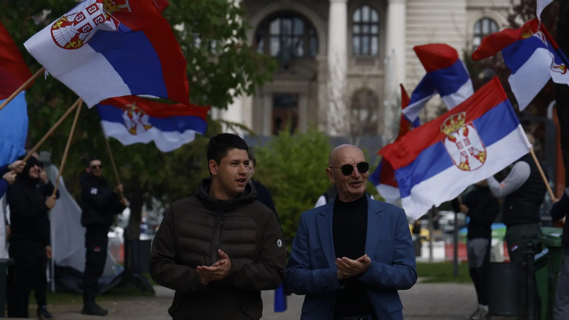 dragutin dimčevski, miloš pavlović, ratni komandant košara kod studenata u pionirskom parku, studenti 2.0, pionirski park - 9 april 2025 -  TANJUG MARKO ĐOKOVIĆ (3)-67f67ea603184.webp