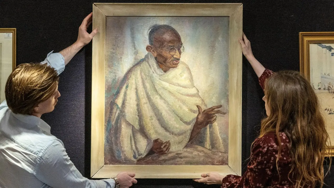 mahatma gandi, portret mahatme gandija, aukcija - 11 jul 2025 - profimedia-1021294888-68776b204d18d.webp