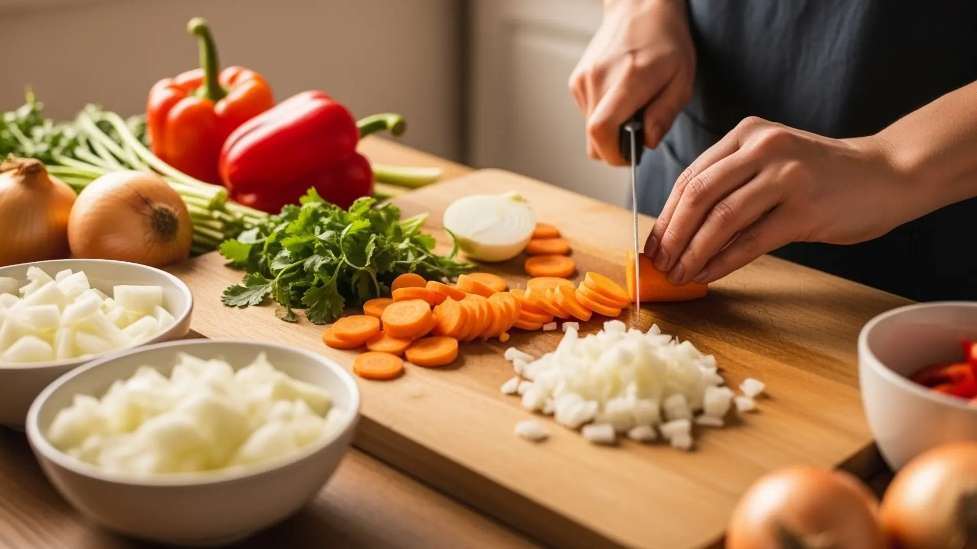 shutterstock_2686840079 povrće kuvanje kuhinja šargarepa luk ručak hrana seckanje daska za seckanje nož sečenje-6915c294748e6.webp