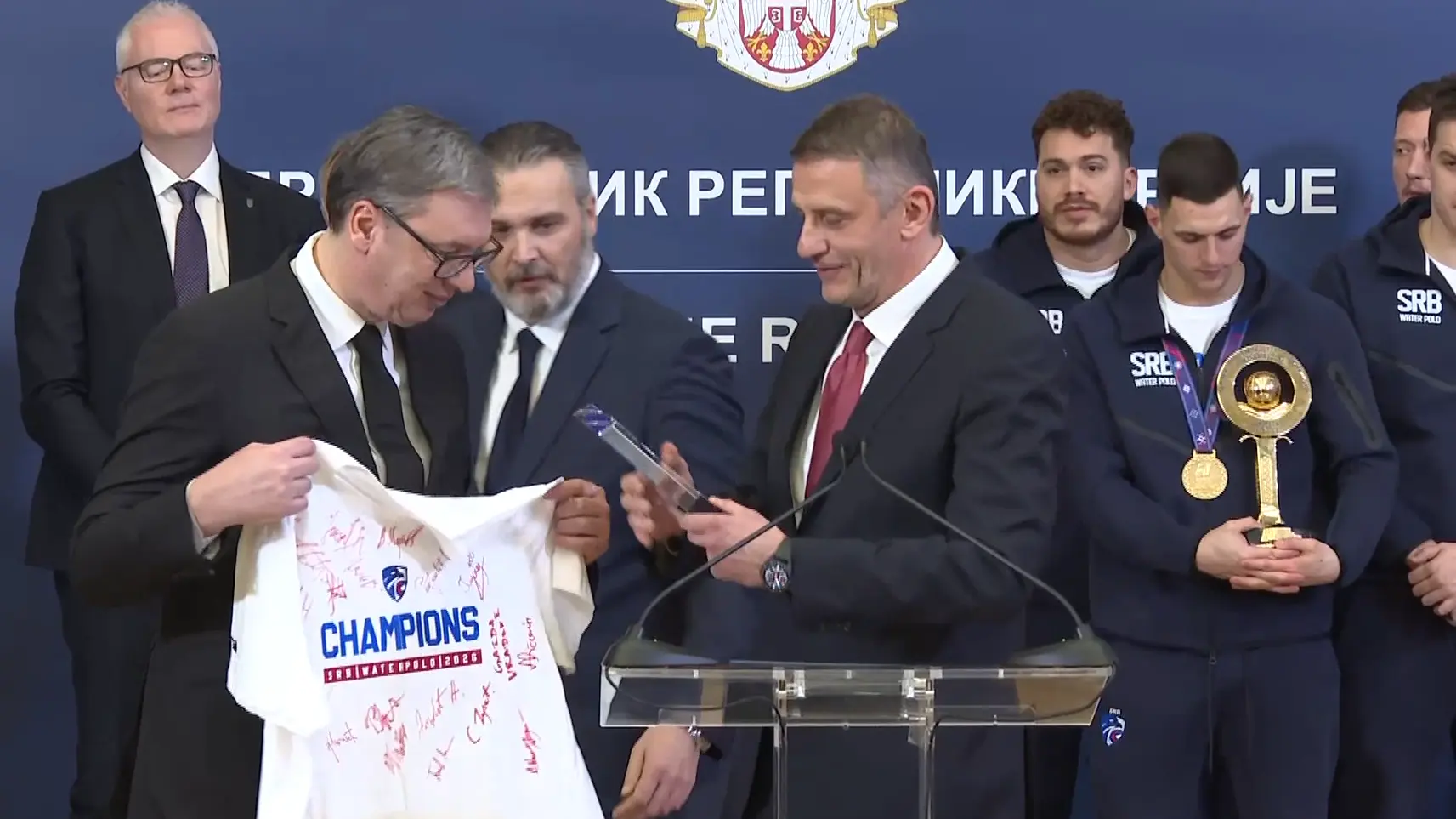 aleksandar vučić primio zlatne vaterpoliste, 26 jan 2026 - Tanjug Tanjug video-697741c49c093.webp