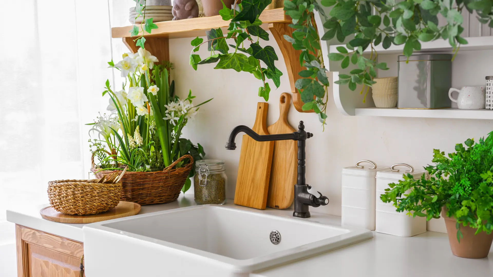 shutterstock_2585388699 feng šui biljke kuhinja cveće sudopera narcis biljke kućne biljke-69b539ceec94f.webp