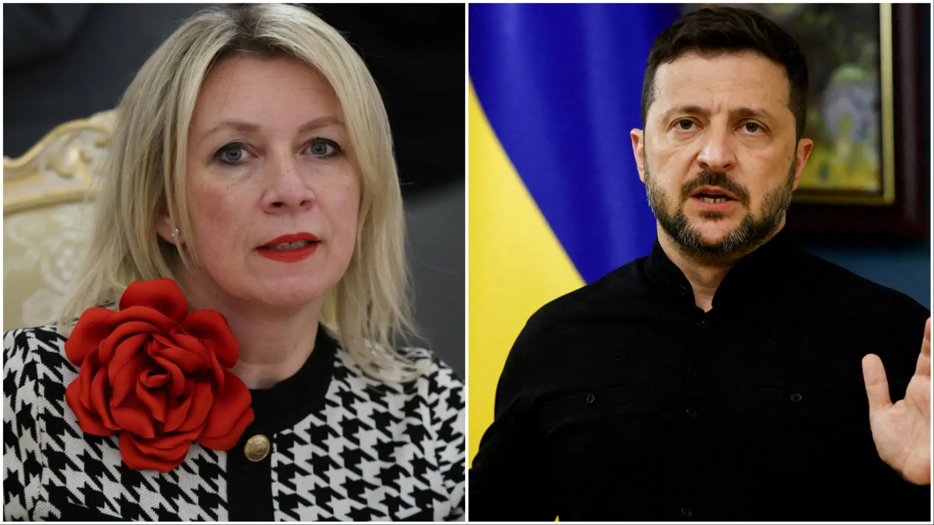 Marija Zaharova, Volodimir Zelenski, REUTERS-69cd1853d4037.webp