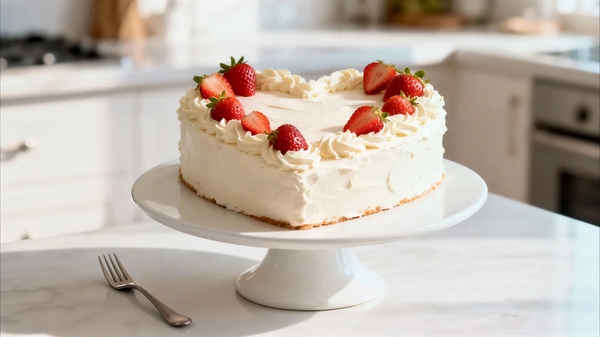 shutterstock_2703587573 bela keks torta srce kolač sa jagodama-6ac8c981a1888.webp